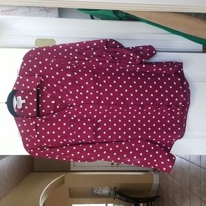 Express Slim Fit Portfolio Polka Dot Blouse Sz Large
